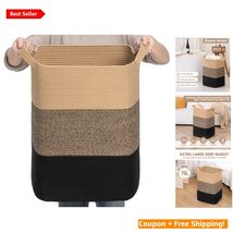 Stylish 75L Black Jute Rope Soft Storage Basket - Kids Toys &amp; Nursery Es... - $92.02