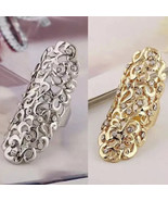Punk Retro Rhinestone Crystal Full Finger Armor Joint Knuckle Ring Metal... - $21.85 CAD