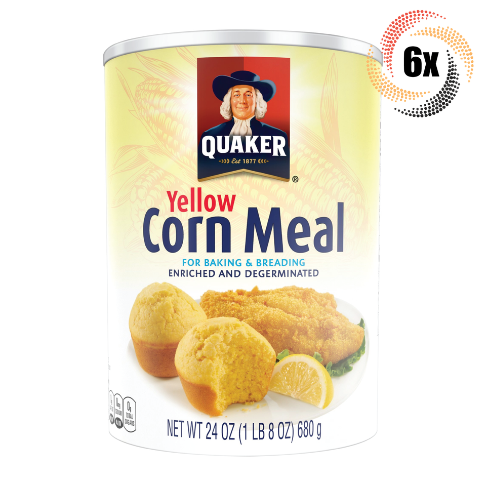 6x Jars Quaker Yellow Corn Meal | 24oz | Enriched &amp; Degeminated | Fast S... - $40.26