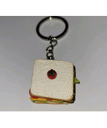 Sandwich Keychain Silver Clay Clip On Sandwich Charm Miniature - $9.00