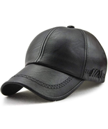 Unisex Adjustable Leather Baseball Cap for Men, Winter Hat  (Black) - €19,72 EUR
