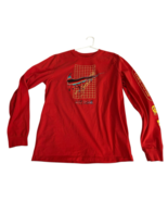 Nike Long Sleeve Adult Sz Large Orange Crewneck  Logo Just Do It Drip Paint - $23.75
