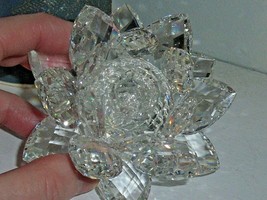 Pretty Vintage Swarovski Crystal Lotus Flower Candle Holder 4 1/2&quot; Block Mark - £98.91 GBP