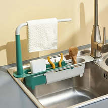 Telescopic Sink Storage Rack with Adjustable Sponge Holder Organizer - $14.95