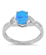 Blue Opal Stone Ring Size 8 Solid 925 Sterling Silver with Ring Box - $21.79