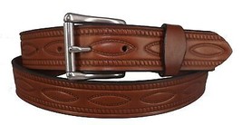 Embossed &quot;Oval Rivets &amp; Rope&quot; Belt - Thick English Bridle Leather - £44.18 GBP