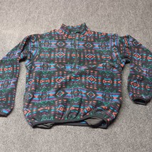Vintage Cabelas Jacket Women Large Black Aztec Fleece 1/2 Zip Pullover O... - $37.12