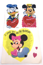 Vtg Valentine Minnie Mouse Mickey Mouse &amp; Donald Duck Flat Uncut 1950s 1960s USA - £37.20 GBP
