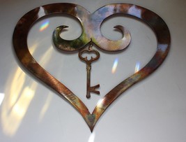 Locked Heart With Key - Metal Wall Art - Copper Bronzed Plated 12&quot; - $33.23