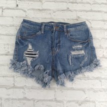 Mossimo Shorts Womens 6 28 Blue High Rise Distressed Stretch Cut Off - $15.88