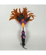 Colorful Feathered Fan Masked Woman Wall Hanging Unique Artisan - $645.87 MXN