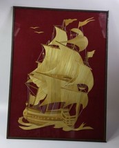 Framed Art Shaved Wood Ship Approx 11.75&quot; x 15.75&quot;  Russian - £23.35 GBP