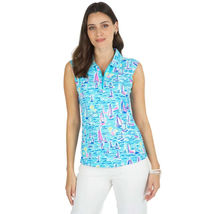 NWT IBKUL DARLING SAIL TURQUOISE HOT PINK Sleeveless Polo Shirt XS S M L XL XXL image 3