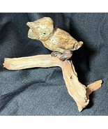 Old Vintage Art Pottery Bird Statue Signed Art Sculpture on a Wood Branch - $157.93 CAD