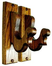 Oak Wooden Gun Rack Hangers Rifle Shotgun or Sword French Wall Display -... - $29.95