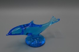 Ron Ray Art Glass Dolphin Porpoise Blue Signed 1993 Figurine Sculpture - £18.92 GBP