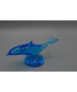 Ron Ray Art Glass Dolphin Porpoise Blue Signed 1993 Figurine Sculpture - £18.92 GBP
