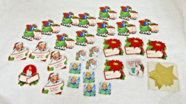 39 Vintage Christmas Tags &amp; Do Not Open Gummed Seals Sled Santa Poinsett... - $24.26