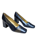Bellini Womens Two Tone Blue Leather Dress Shoes Size 8.5M 3in Pumps Hee... - $455.18 MXN