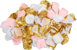 1200Pcs Assorted Mixed White Pink Gold Silk Rose Petals Artificial Flower Petals - £19.01 GBP