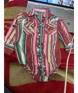 Wrangler Baby One Piece 18M  Western Wear Shirt Pearl Snap Striped Brush... - $32.91 CAD