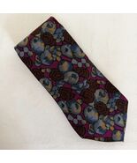 Andrew Fezza Neck Tie Floral Abstract 100% Silk Menswear Blue Burgundy H... - $24.00