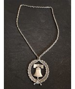 Vintage LIBERTY BELL Pewter Medallion Pendant Necklace “Rafaelian Cranston” - $28.71 CAD
