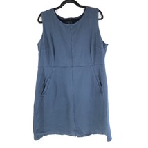 Lands End Sheath Dress Pockets Sleeveless Knit Stretch Navy Blue Size 18 - £18.88 GBP