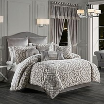 New J. Queen New York Belvedere 4-Piece Queen Comforter Set in Silver - £317.51 GBP