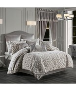 New J. Queen New York Belvedere 4-Piece Queen Comforter Set in Silver - $395.99