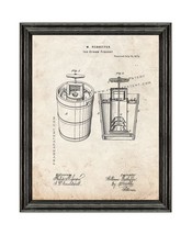 Ice Cream Freezer Patent Print Old Look with Black Wood Frame - £20.00 GBP+