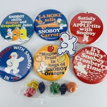 Snoboy Pinback Button Magnet Vintage 1970s Lot Produce Grocery Store Advertising - $48.95