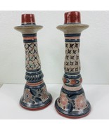 Clay Candlesticks Pillar Candle Holders Pottery Southwest Art 13&quot; Signed... - £66.01 GBP