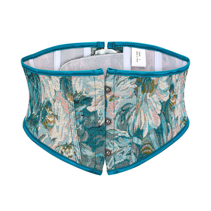 Blue Chrysanthemum Printed Lace Up Corset Belt Item image 4