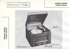 1947 Airline 74WG-2002A Phonograph Record Player Radio Photofact Manual ... - $12.86