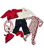 Gymboree Baby Girl Ladybug Outfit Set Cardigan Pants Top Bib Socks Hat P... - $118.80