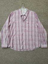 Calvin Klein Button Front Shirt Mens XL Pink Plaid Long Sleeve Liquid Co... - $19.67