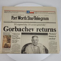 Vintage 1991 Fort Worth Star Telegram Gorbachev Returns August 22 - £19.82 GBP