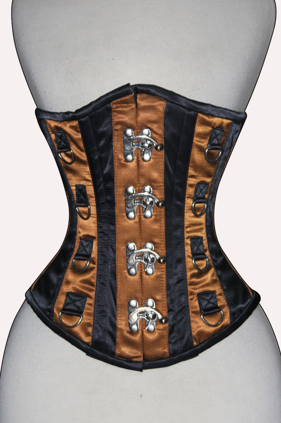 Brown Corset Waist Training Steel Boned Lace Up Underbust Waspie Cincher