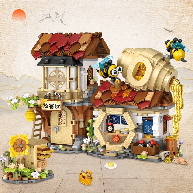 Creative Sets LOZ Mini Honeybee Hut Store Building Block MOC Idea Pork Butcher - £23.31 GBP+