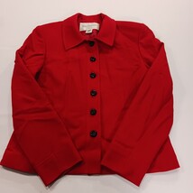 Jones New York Petite Women’s Red Button Up Blazer Jacket Closed Pockets Size 2P image 15