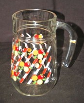 Vintage Clear Glass Pitcher w Apple Lemon Orange Candy Cane Designs Kitc... - $34.64