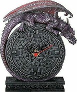 Ebros Purple Dragon Laying on Celtic Design Clock Fantasy Home Desk Decoration - £31.84 GBP