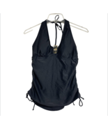 New Merona Halter Tankini Swim Top Size M Black Green Stone Drawstring S... - $13.66 CAD