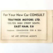 1954 Traynor Motors East Ham Car Dealership Advertisement Automobilia E89F5 - $19.99