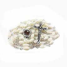 SpringNahal Mother of Pearl Catholic Rosary Jerusalem Holy Soil Medal and Cross  - £12.27 GBP