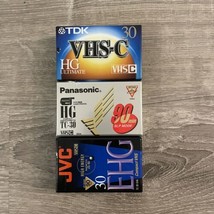 TDK &amp; JVC &amp; Panasonic 3 Tape lot VHS-C Compact Video Cassette BRAND NEW - $22.99