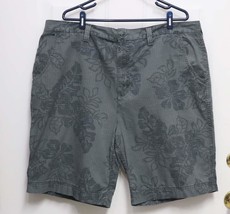 40-42 Caribbean Joe Island Supply Mens Gray/Green Flowers Cotton Casual Shorts - £12.54 GBP