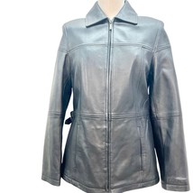 Esprit Womens Small Black Genuine Leather Zip Up Jacket - £54.49 GBP