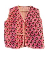 Vest Short Coat, Floral Cotton Quilted Jacket Block printed Jacket Boho ... - $789.76 MXN